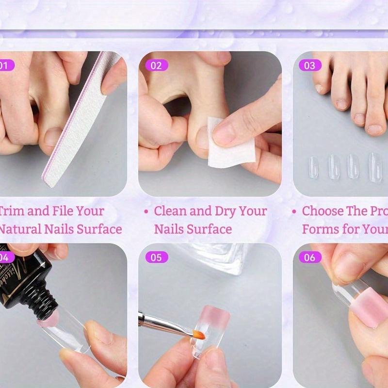 60pcs Polygel Toe Nail Extension Molds Full Cover Reusable Acrylic Nail Tips Dual Nail Forms for Toes DIY Manicure Nails Tool