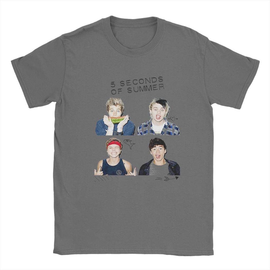 5 Seconds of Summer 5SOS T Shirts for Men Pure Cotton Funny TShirts Round Neck Tees Short Sleeve Tops Gift Idea