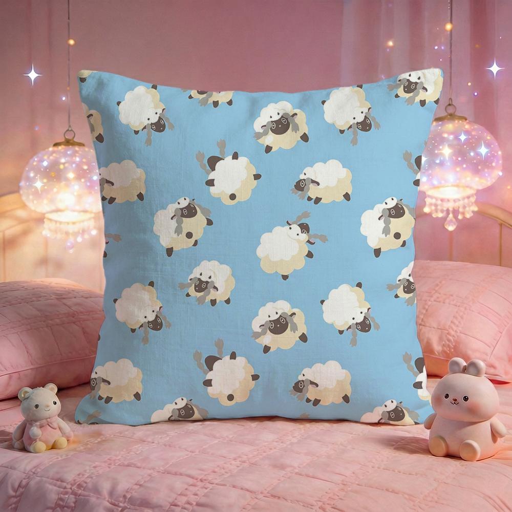 Fluffy Little Sheep Cushion Cover Premium Comfort Reversible Pillow Cove Two in One Design for Any Room  Car Interior