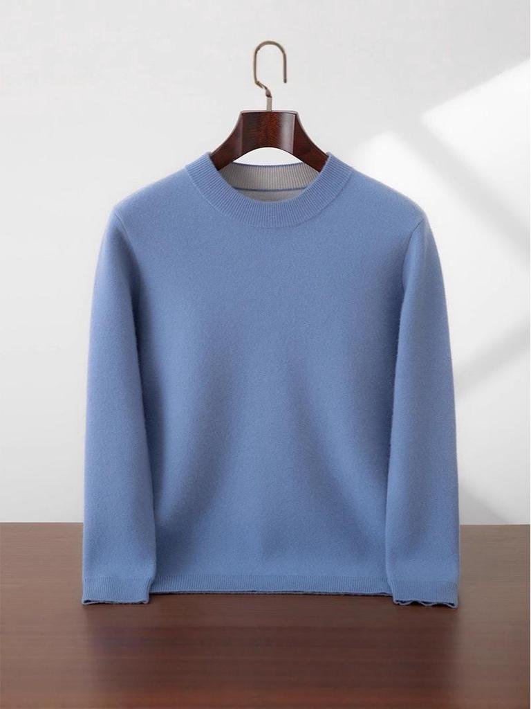 Men's Cashmere Half-High Neck Thick Knit Casual Pullover Sweater