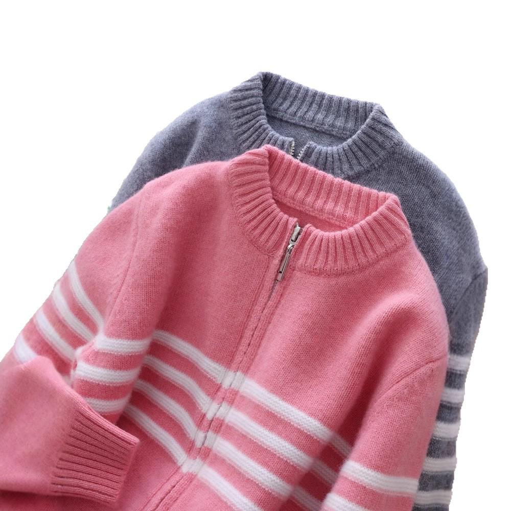 Kids' Wool Zip Cardigan: High-Collar Knit Sweater for Boys & Girls - Korean Casual Cashmere Trend.