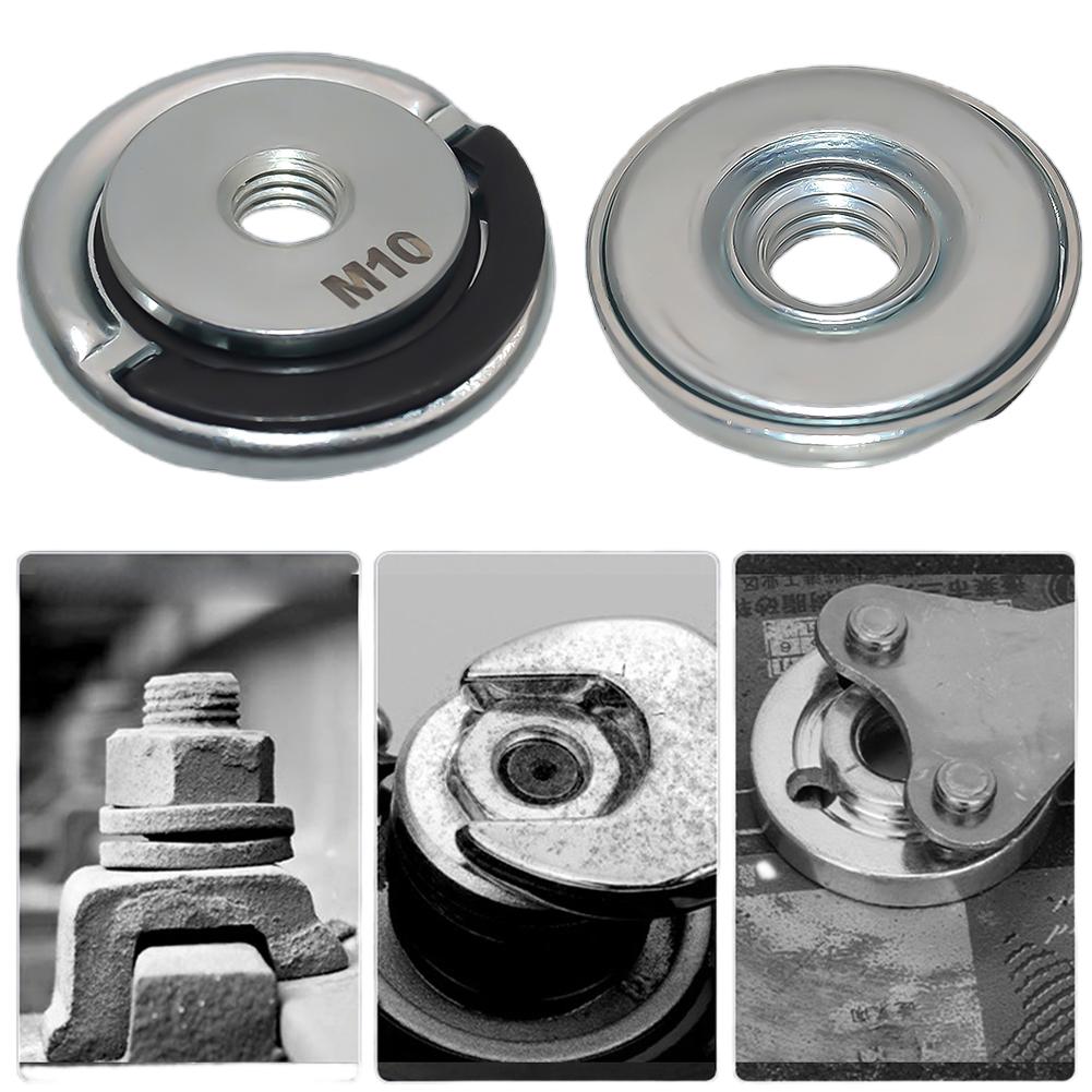 M10 M14 5/8inch -11 Thread Angle Grinder Self-Locking Pressing Plate Quick Release Angle Grinder Flange Nut Clamping Power Chuck
