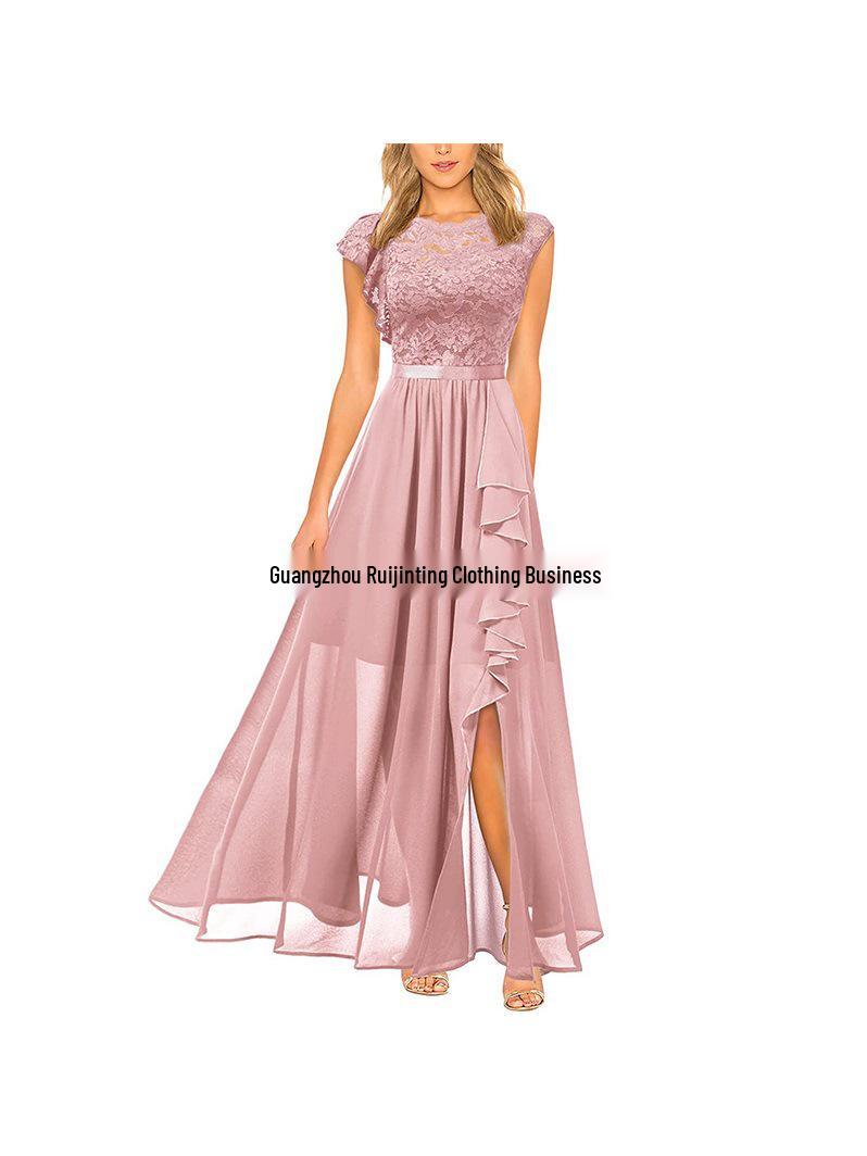 Элегантное вечернее платье с кружевной отделкой, высоким поясом и плиссированной юбкой Knit