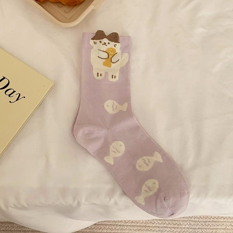 Socks Pure Cotton Tube Socks Spring And Autumn Internet Celebrities Cute Three-Dimensional Cartoon Girl College Style Cotton Stockings