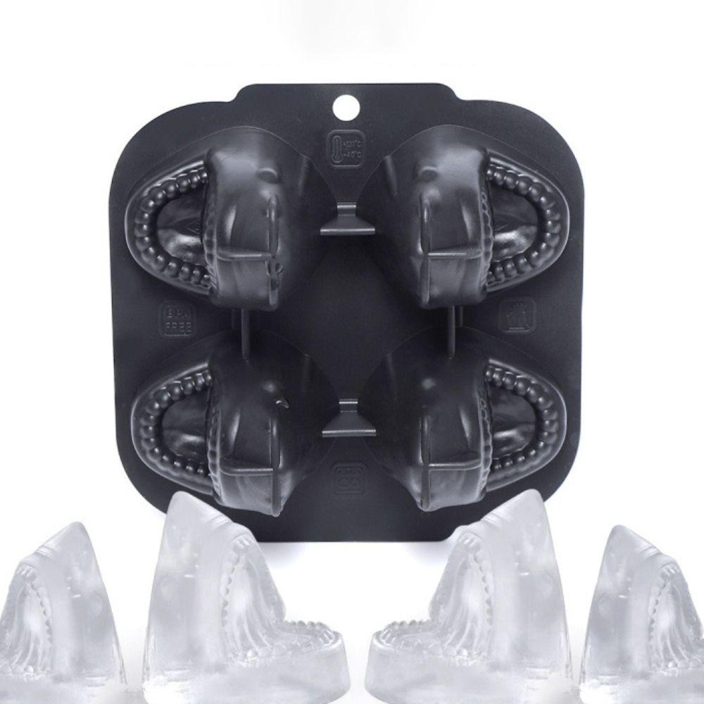 2pcs Food Grade Silicone Ice Cube Tray 3D Ice Cube Maker Durable Sharks Ice Cube Mold  Pub