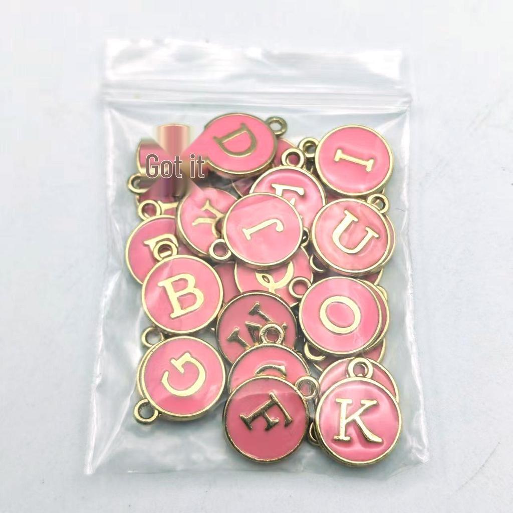 26-Piece A-Z Double-Sided Oil Drop English Letter Pendants for DIY Jewelry & Bracelets