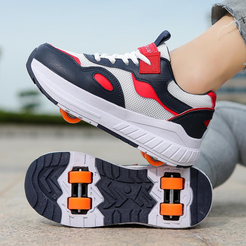 TUINANLE New Boys Fashion Sneakers Roller Skating Casual Shoes Best Girls Gift Four Wheel Inline Skates