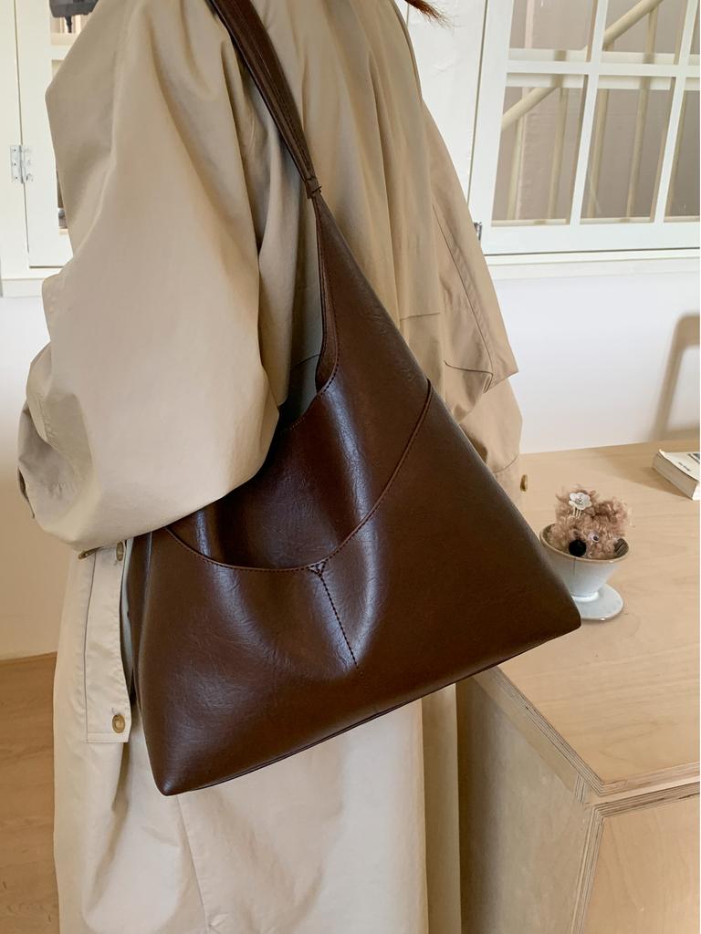 Textured Traveling Shoulder Bag for Women Autumn Winter Large Capacity PU Crossbody Bags Solid Color Shopping Casual Handbags