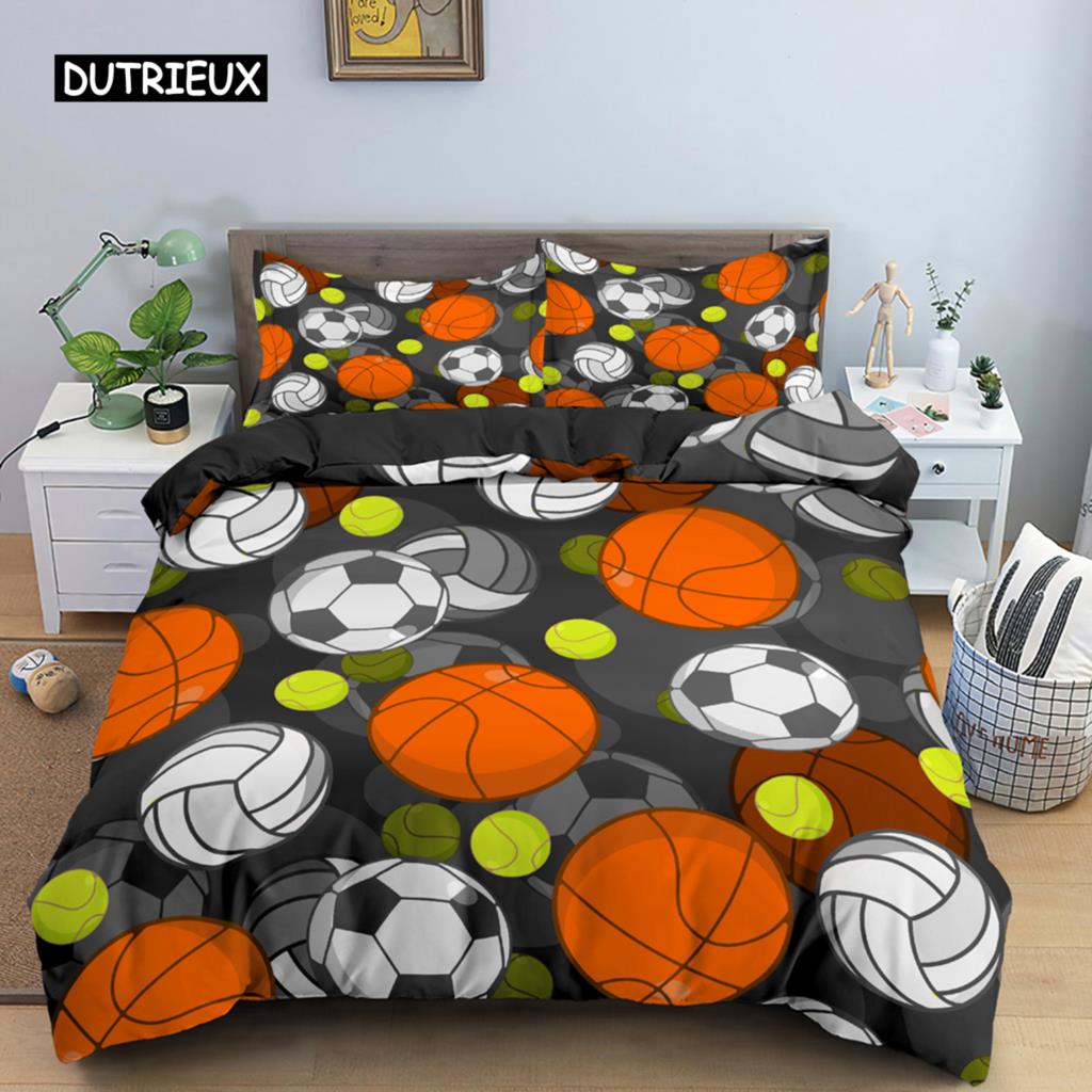 Cartoon Football Duvet Cover Colored Graffiti Sports Theme for Boys Teens Bedroom Decorations Bedding Set Football Lovers' Gift