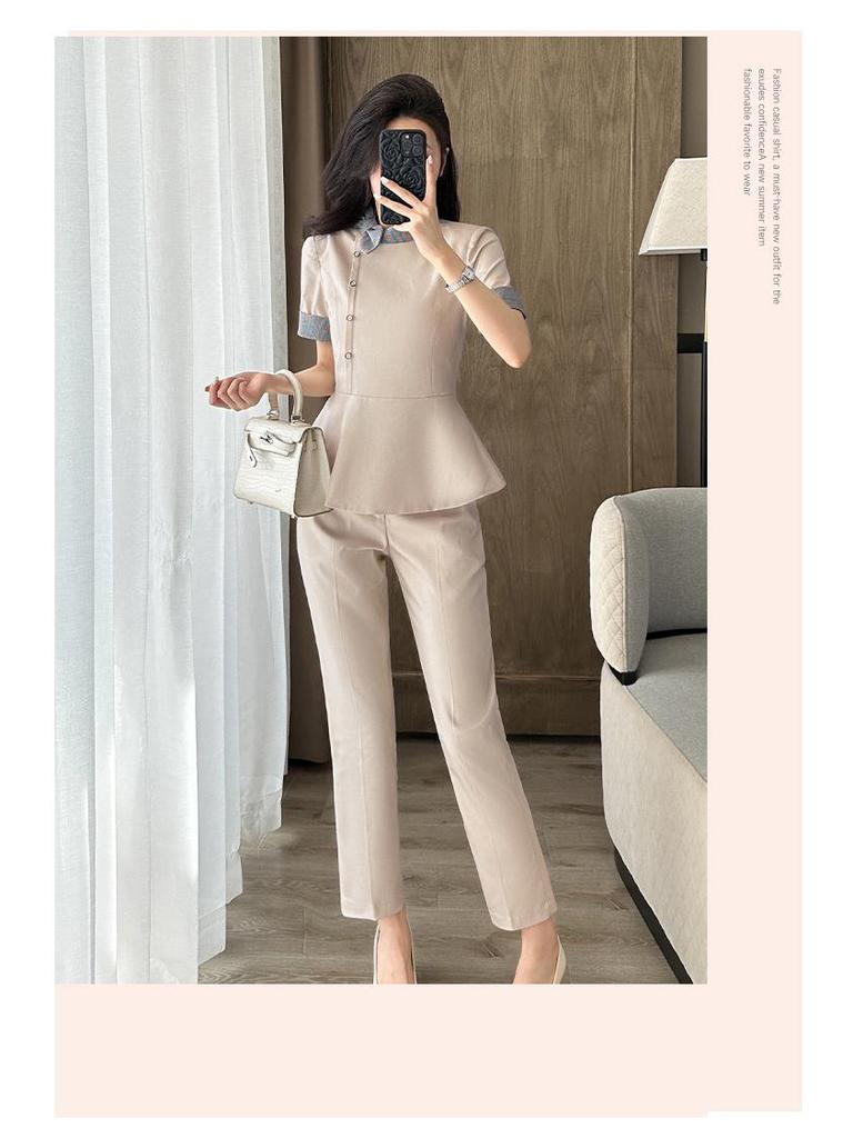 Women's High-End Professional Salon & Hotel Reception Summer Workwear Set