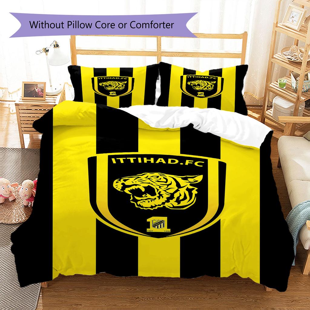 Al-Ittihad FC Pattern Bedding,Quilt Set Quilt Cover Pillowcase Home Birthday Gift(1 * duvet cover + 2 * pillowcase, without core)
