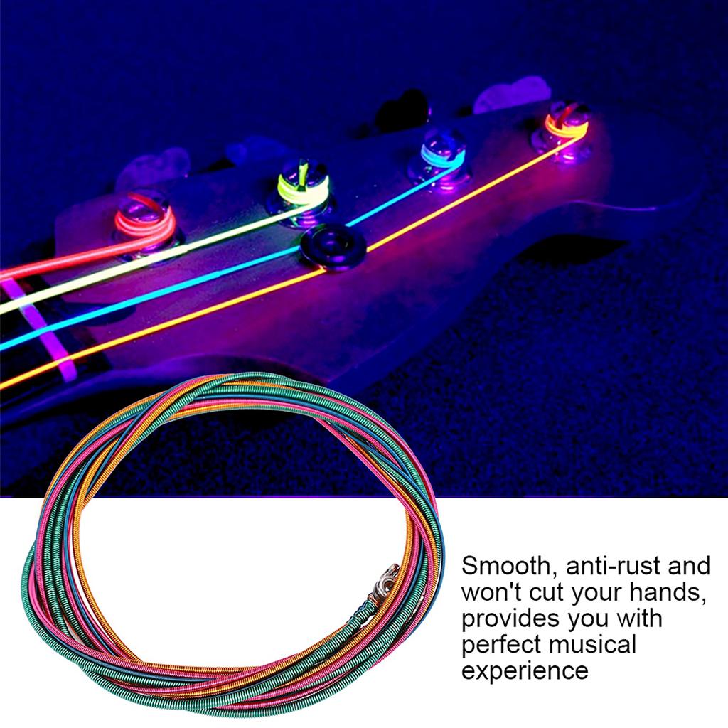 4 Colorful String Electric Bass Strings Set Guitar Strings Set Light Gauge .046 To .100 DIY Stainless Steel Strings Set