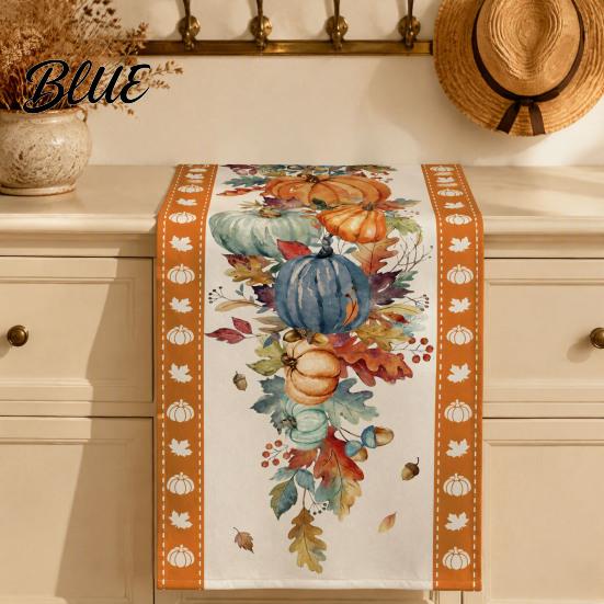 Kitchen Table Runner Print Seasonal Inch Pumpkin Runner 13x72 for Fall Maple Leaf Autumn Festive
