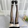 Black Lace Top Thigh High Stockings with Bow - Women’s Sexy Over-Knee Socks