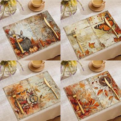1PC Retro Autumn Linen Placemat Vintage Kitchen Decor Dining Table Coaster Pad Bowl Coffee Cup Mats