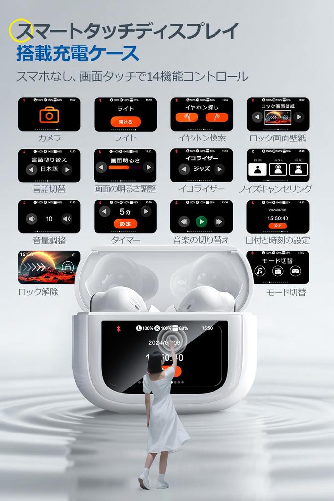 Bluetooth Wireless Earbuds First Bluetooth Bluetooth ANC ENC Noise Ambient Sound Game IPX7 Up to 50 Hours of Automatic Compatible with and Web