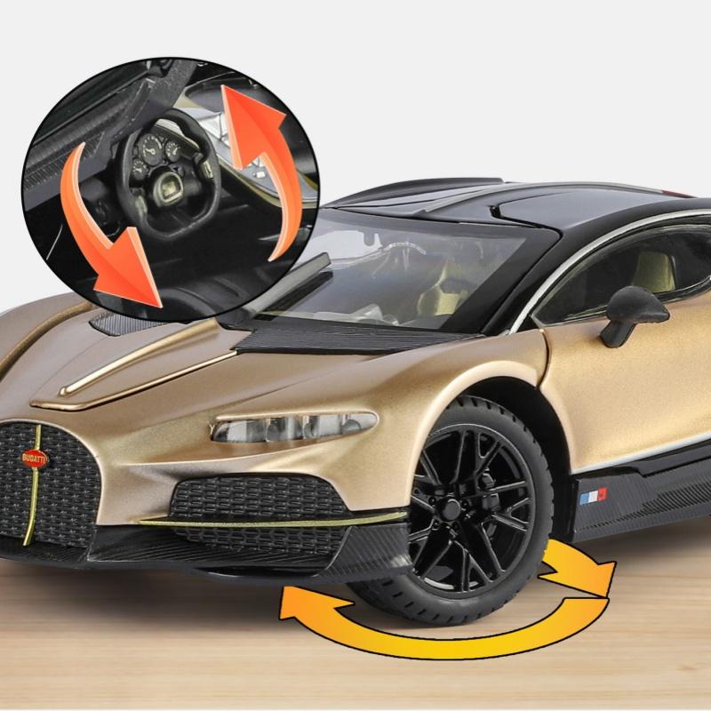 Modèle de voiture Bugatti Tourbillon Supercar en alliage 1/24 Son et lumière Rappel Jouet pour enfants Objets de collection Cadeau d'anniversaire
