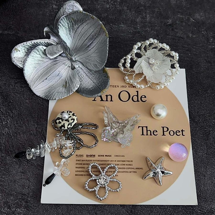 12 Stück/Set Handgefertigte Perlenschnalle Gelee-Schuhe Dopamin-Kristallschuhe Zubehör DIY Dekorative Schuhblume Hausschuh-Schnallen