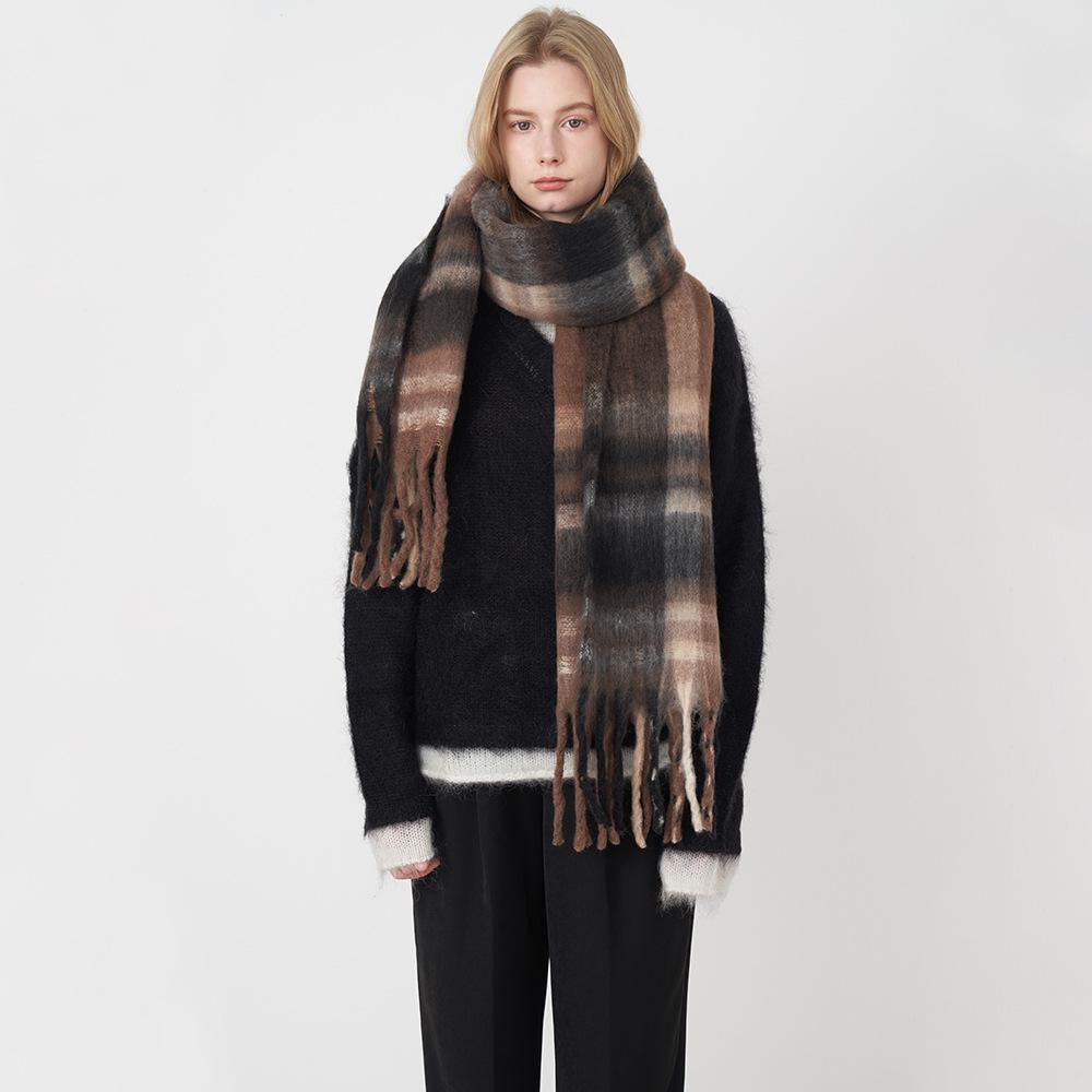 Winter New Women's Soft Imitation Cashmere Plaid Scarf Retro Scarf Women