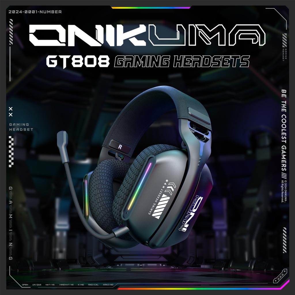 Wireless Headset Over Ear Headphones 2.4GHz/BT 5.3/Wired Gamer Headphones with Noise Canceling Microphone for PC Meeting Music