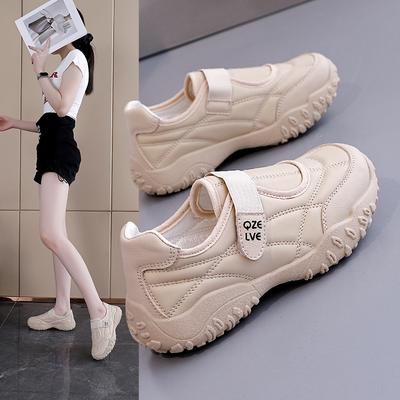 Spring And Autumn Round Head Little White Board Shoes Women'S Velcro Casual Sports Mary Jane Single Shoes K18
