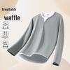 JEANSWEST LIFE Men's Waffle Faux Two-Piece Long Sleeve T-Shirt