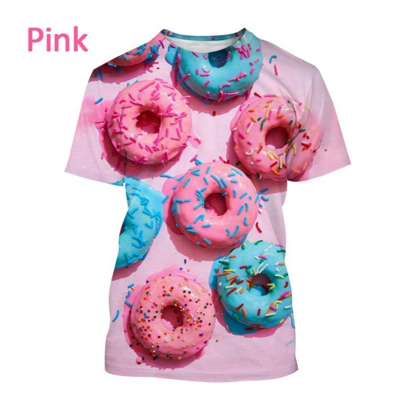 Men's T-shirt Color Blue Donut 3D Digital Printing Personalized Men's Short Sleeved Top T-shirt