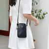 New Women Purses Solid Color Genuine Leather Shoulder Strap Bag Mobile Phone Bag Card Holders Wallet Black Cowhide Handbag