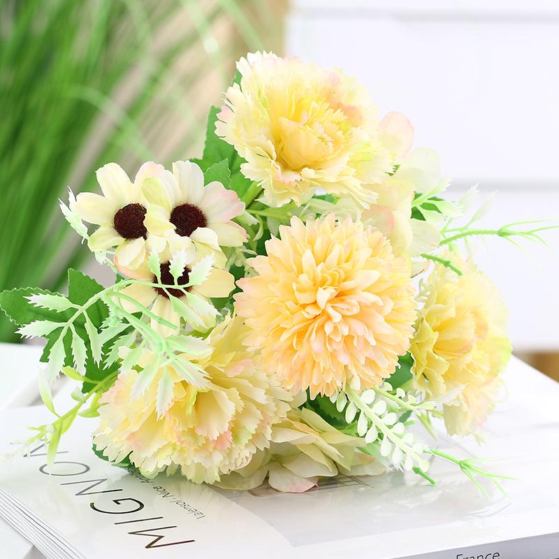 Single Stem Silk Rose Bouquet with Plastic Handle for Wedding Decoration