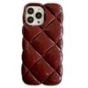 Korean Stylish 3d Diamond Lattice Plain Phone Case For Iphone 14 13 12 11 Pro Max Glossy Grid Shockproof Soft Back Cover Funda