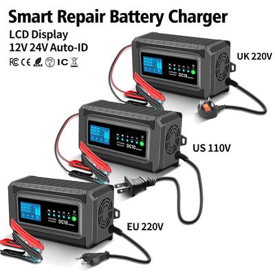 Automatic Smart Wet Dry Lead Acid Gel AGM Battery Motorcycle Pulse Repair Battery Charger Intelligent Car Fast Charging Battery