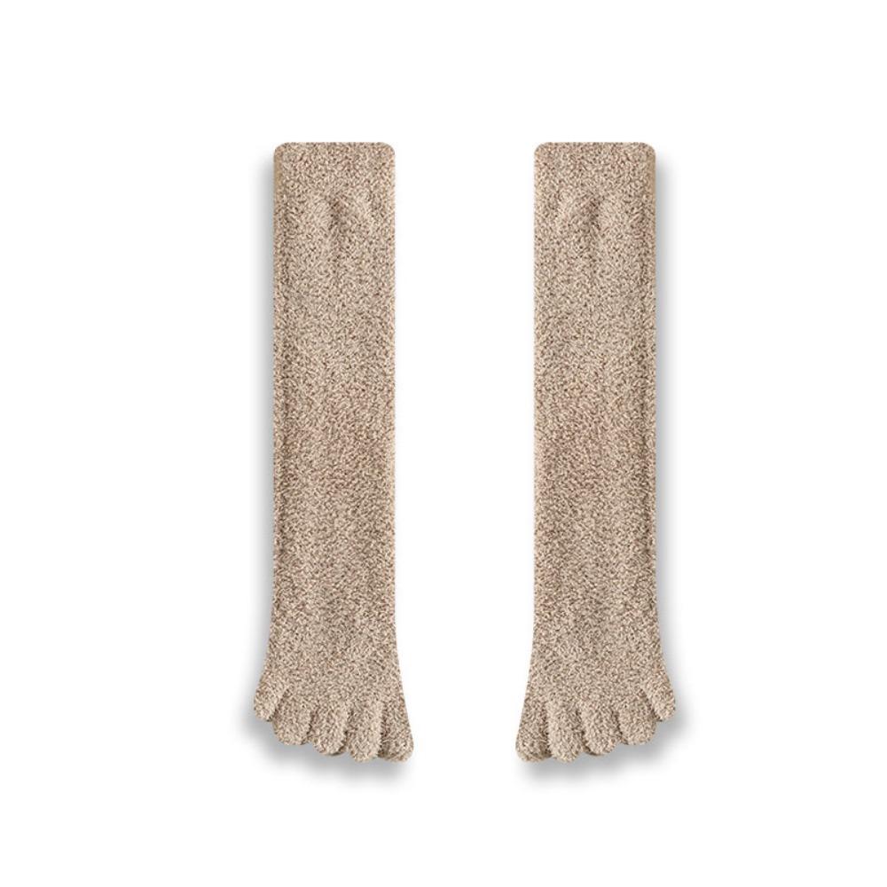 Solid Color Five Finger Stockings Coral Fleece Floor Plush Long Socks Split Toe Stockings Autumn