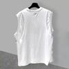 Men's Spring and Autumn Solid Colour Round Neck Casual Loose Shoulders Vest Hole Sleeveless T-shirt