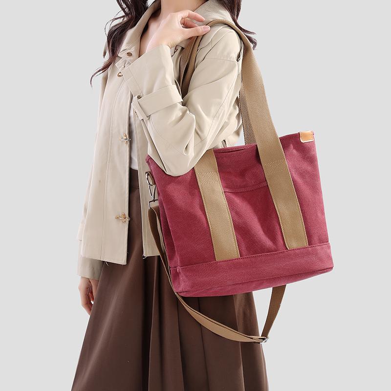 Women's Large Capacity Tote Bag Lightweight Canvas Shoulder Handbag