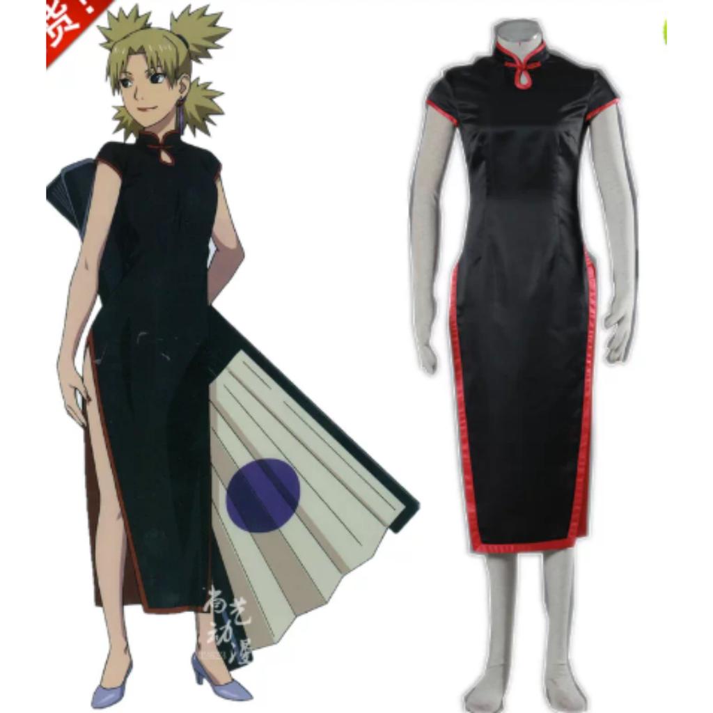 Uniforme Cosplay di Temari di Naruto Shippuden, Costume Completo da Kunoichi del Villaggio della Sabbia per Festa Anime