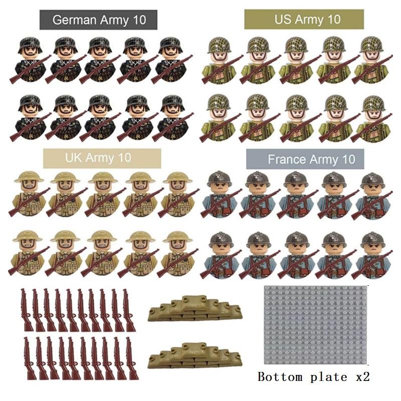 Ungiftiges Zweiter Weltkrieg Puppen Set Sammlung Militär Serie Waffen Sandsäcke Figuren Bauspielzeug Creeper Für Kinder Lernspielzeug