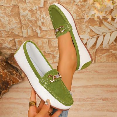 Printemps 2025 Nouvelles Chaussures Plates pour Femmes Bout Rond Talon Bas Chaussures à Chaîne Mocassins Décontractés Confortables pour Femmes Baskets Rétro d'Extérieur pour Femmes