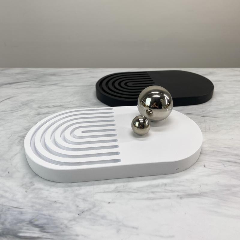 Nordic Resin/marble Concave and Convex Tray Fruit Plate Metal Ball Ornaments European Dinner Plate Entrance Model Room Club