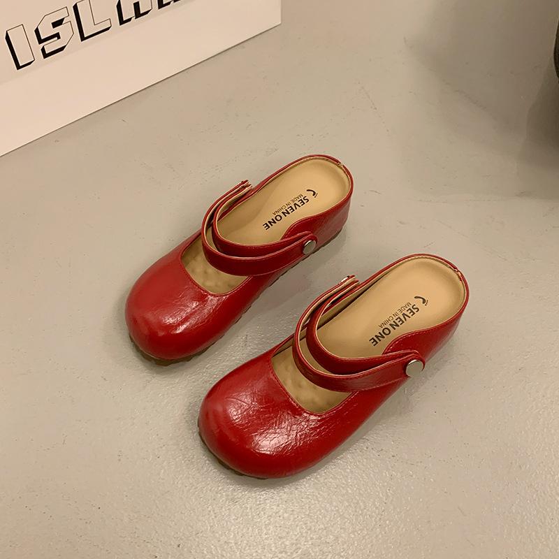 

French sweet Mary Jane shoes for women s 2025 new models can be worn twice, and the inner height of the bag head slippers increases for small people, 35