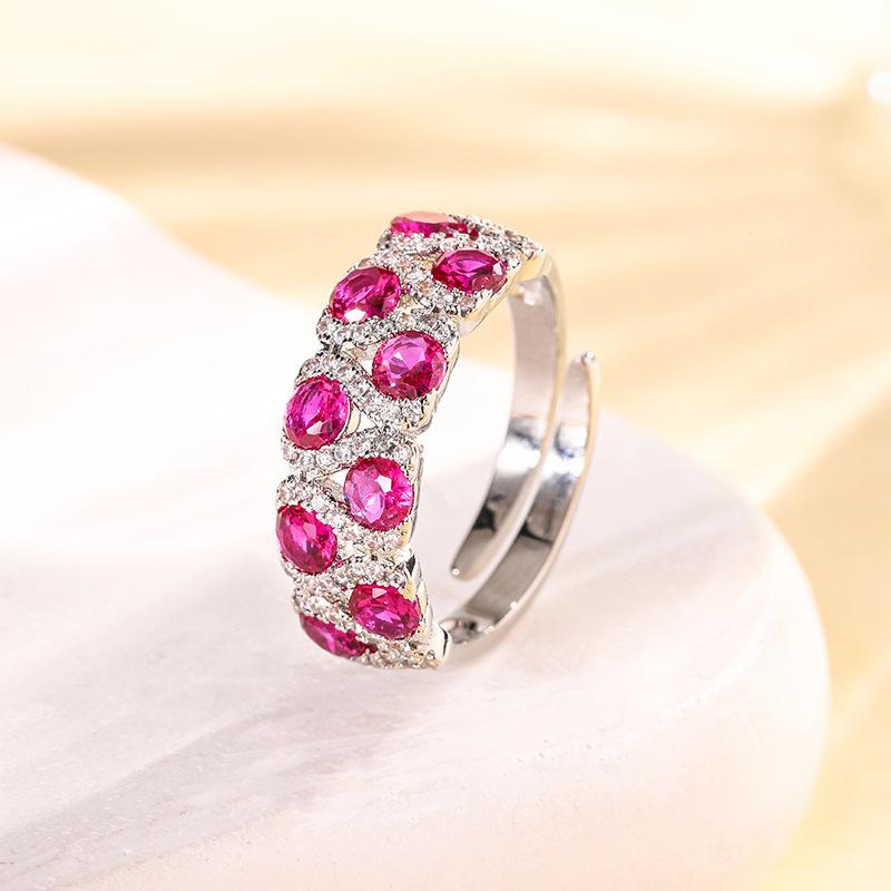 

Jewelry Copper Bottom Gold-Plated Simulation Sapphire Red Corundum Ring Retro Wind Diamond Ring