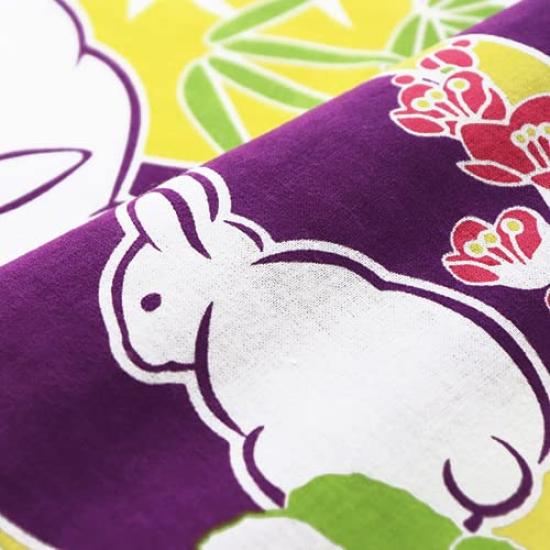 Dyeing Anbo Hand Towel and Authentic Made In 35cm X 100cm "Rabbit, Pine, Bamboo, Plum, Purple" Dyed, 100% Cotton, Tokuoka, Japan,