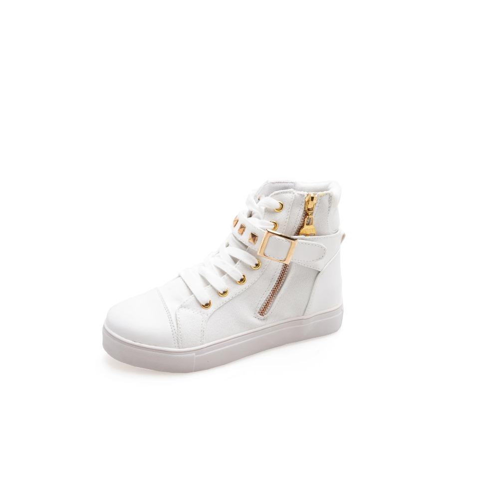 High-top Canva Shoes  Women's Couple Shoes Classic Versatile Preppy Style Fabric Board Vintage Three-times Cured Student