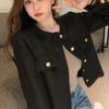 Button Woman Vintage Outerwear Slim Cardigan Coat Temperament Elegant Short Coats  Spring Autumn