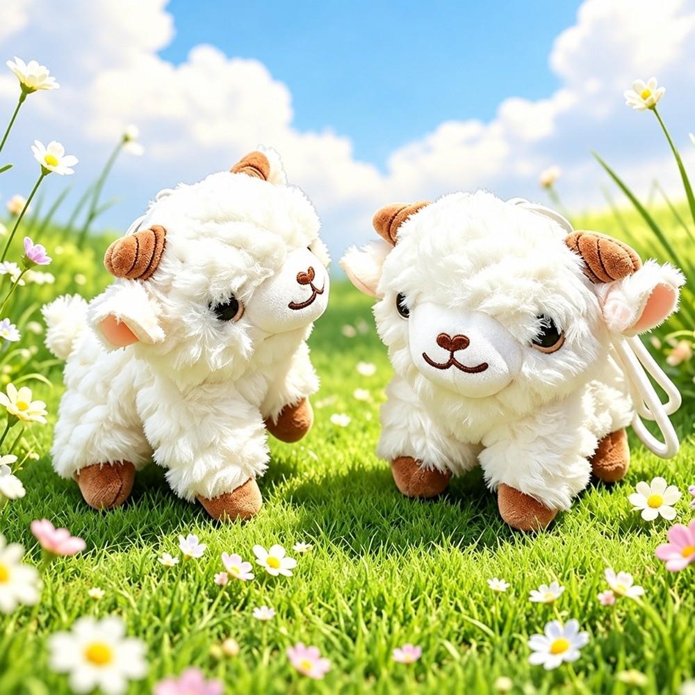 Soft Lamb Plush Keychain Cartoon Sheep Goat Bag Pendant Plush Stuffed Doll Keyring  Bag Charm