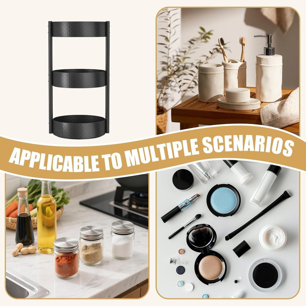 Condiment Organizer Rotating Turntable Countertop Holder Turntable Seasoning Holder Storage Shelf For Pantry Counter Fridge