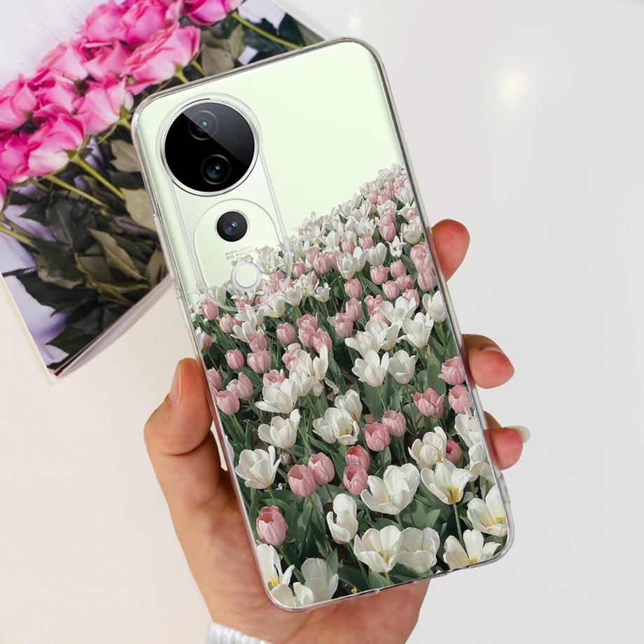 For Vivo V40 / V40 SE / V30 / V30 PRO / V30 Lite Back Cover Case Soft Clear Silicone Shockproof Protection Funda Women Fashion