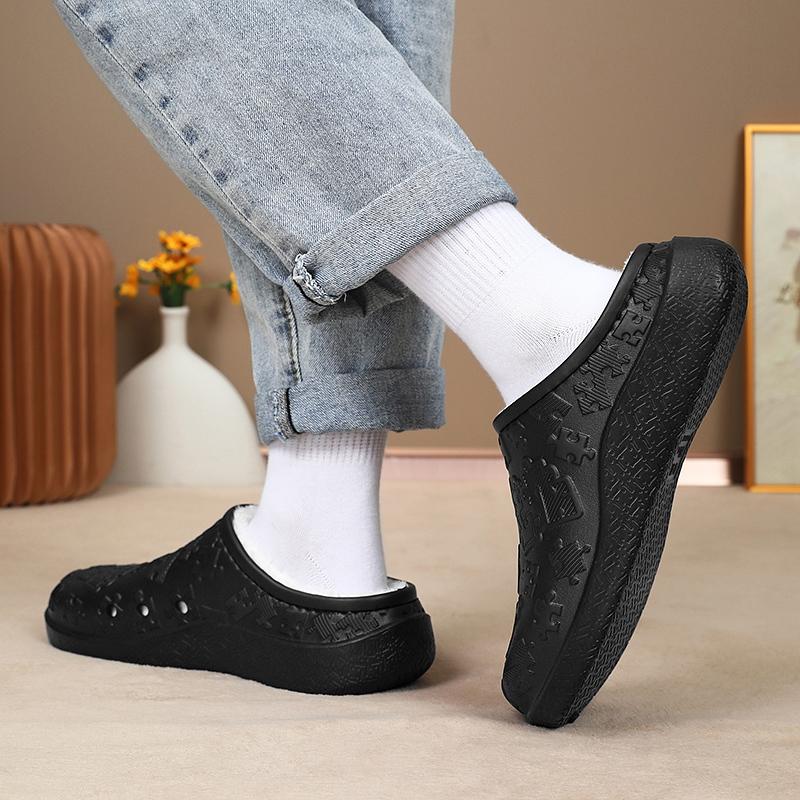 New Winter Unisex Home Cotton Shoes Warm Plush Slippers Couple's Indoor Anti-slip House Slides Men And Women Soft EVA Shoes