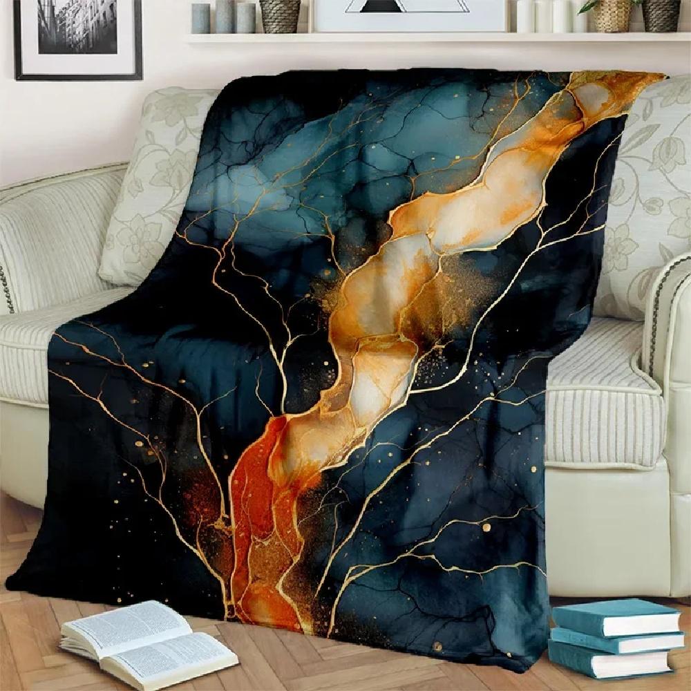 

3D Luxurious Colour Blue Green Gold Marble Pattern Blanket,Soft Throw Blanket for Home Bedroom Bed Sofa Travel Cover Blanket Kid#Color_17, 75X95CM серый