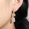 ZAKOL White Zircon Leaf Dangle Earrings for Women Shinny Water Drop Crystal Flower Pendant Earring Bridal Wedding Zircon