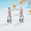 Classic Red Oval Zircon Multicolor Crystal Birthstone Hoop Earrings Champagne Gold Color Wedding  For Women